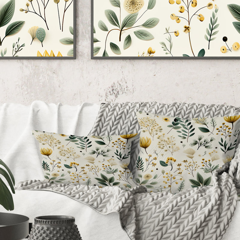 Botanical Neutrals Boho Pattern - Botanical Printed Throw Pillow