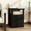 Table de chevet de 18 pouces de largeur avec station de charge, table d'appoint avec tablette ouverte, commode en bois à 2 tiroirs, table de bout pour la chambre à coucher et le salon-351204672-351116749