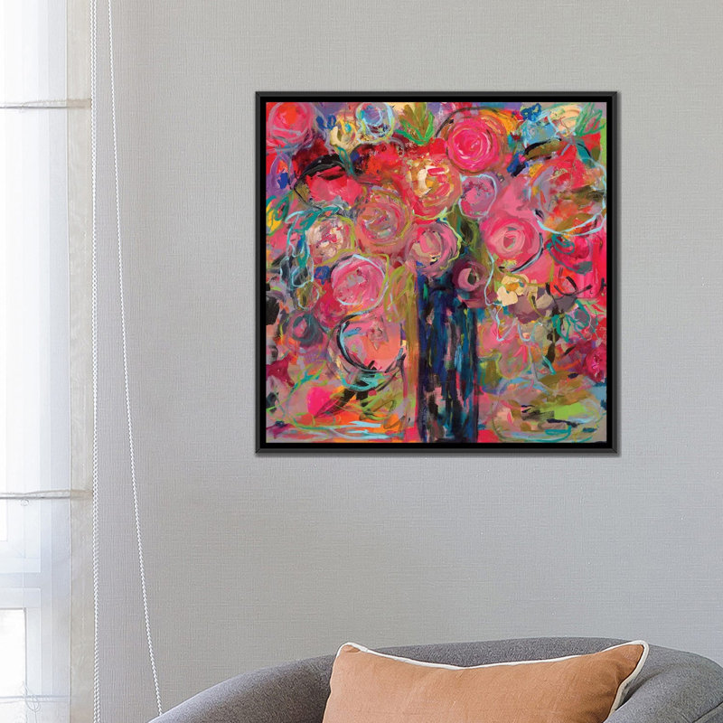 « release », impression sur toile, H 26 po x l 26 po x P 1,5 po, Toile avec cadre noir, Pas de tapis