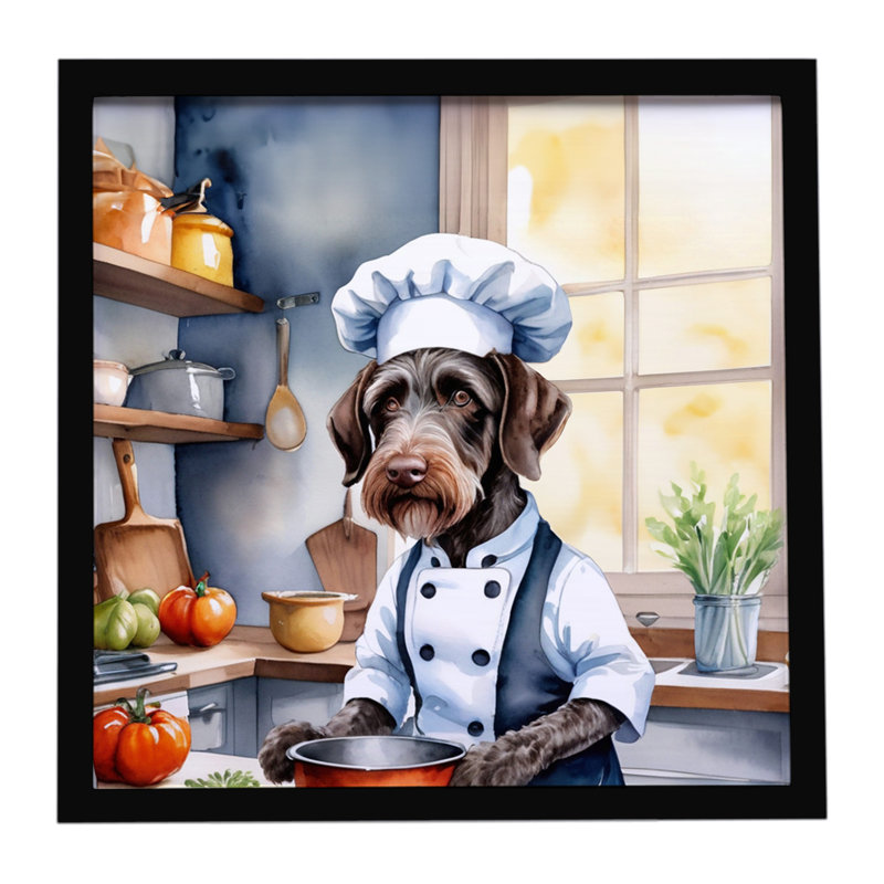 German Wirehaired Pointer The Chef Framed Metal Print