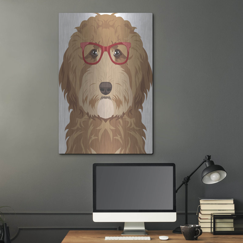 «Goldendoodle portant des lunettes de hipster» par les affiliés Furbaby, H 36 po x l 24 po