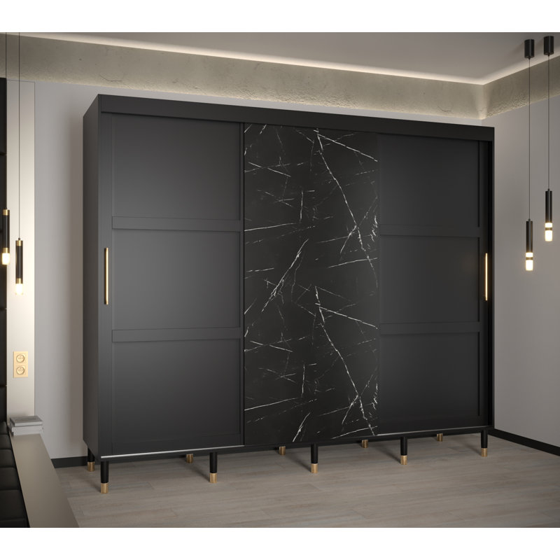 Annajulia Manufactured Wood Wardrobe, Black Matt