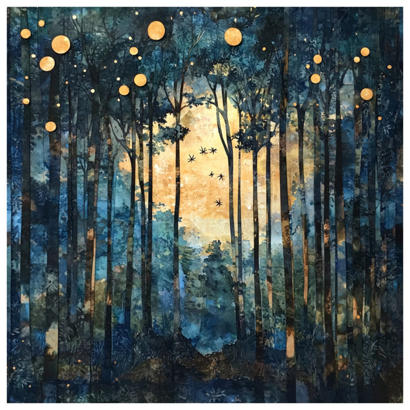 Abstract Forest Moonlight Bath Mat, 34in W x 21in L