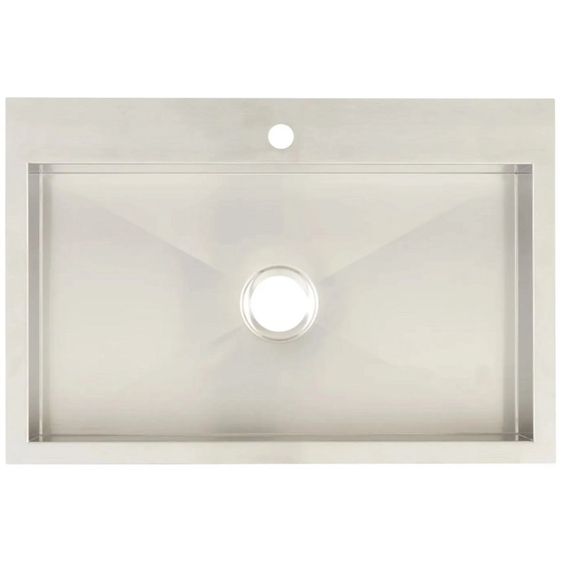 33" Sitka Stainless Steel Dual-Mount Kitchen Sink - Single-Hole - Drop-In or Undermount, 1 hole