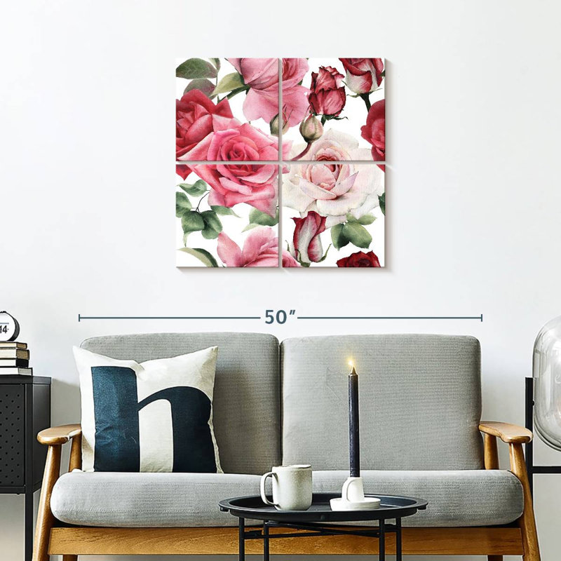 Harnek roses en fleurs, H 26 po x l 26 po