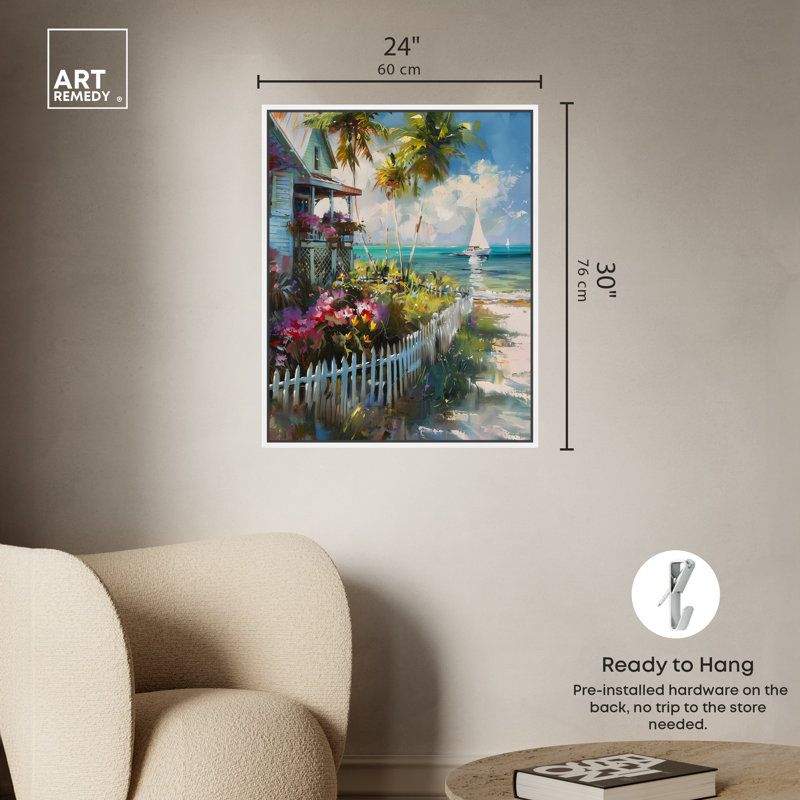 Maison de plage locale, Cadre blanc, H 31 po x l 25 po