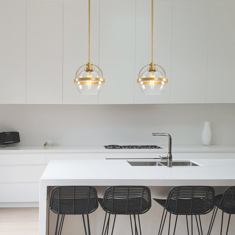 Ensemble de 2 luminaires suspendus 1 lumière Gladi, Doré