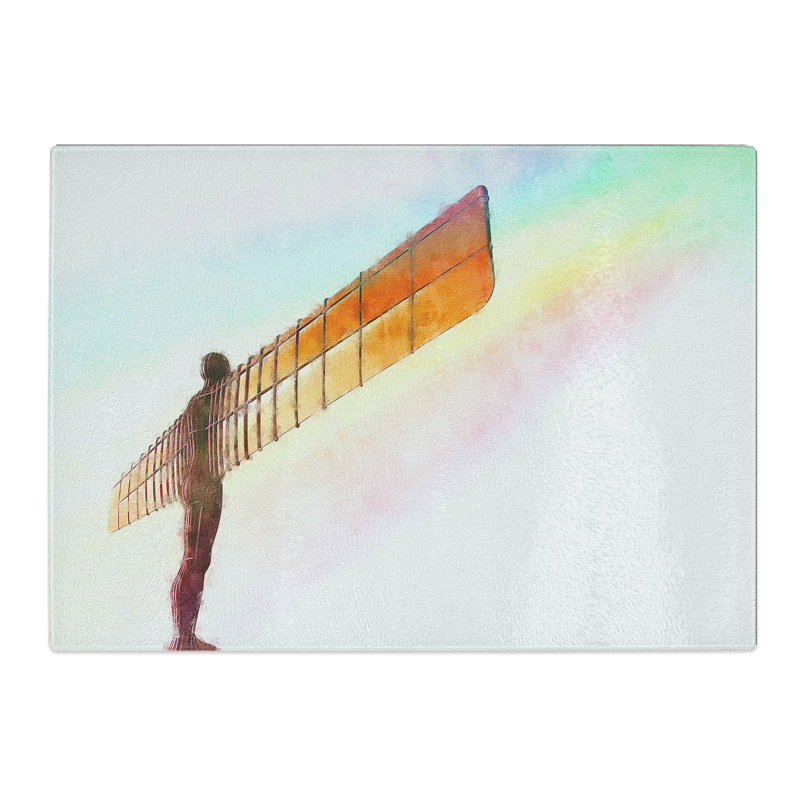 Tempered Glass Rainbow on the Angel of the North Chopping Board, 20 cm x 28.5 cm