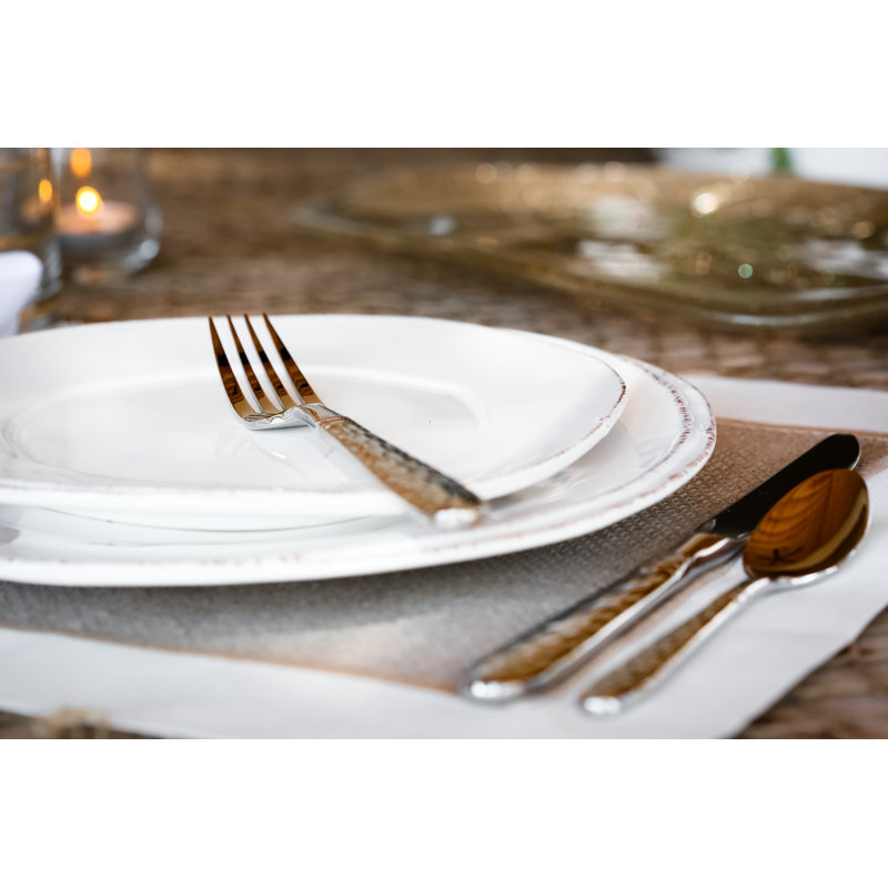 Lastra Handmade Italian Stoneware Dinner Plate, White