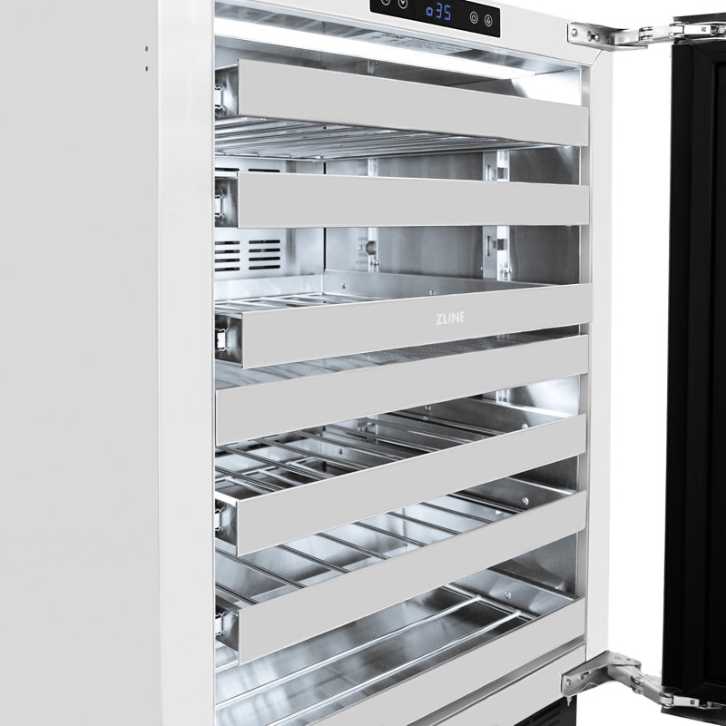 ZLINE 24" Touchstone Dual Zone Wine Cooler With Black Stainless Steel Glass Door, Black Stainless Steel