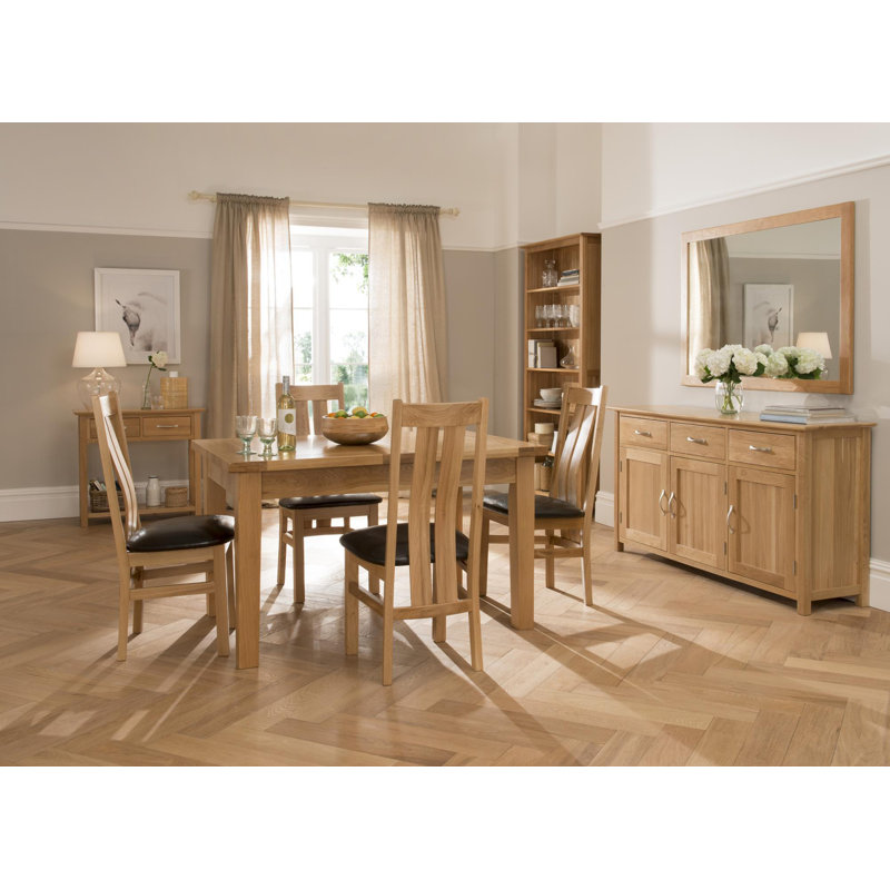 Marley 48cm H Genuine Leather Upholstered Slat Back Dining Chair