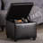 Calysta Black Square Faux Leather Ottoman with 15.25'' H X 17.5'' W X 17.5'' D-805353105