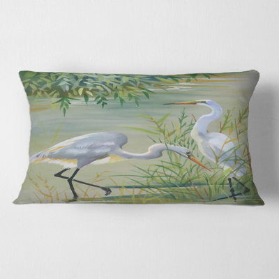 Heron oiseaux I - coussin traditionnel imprimé