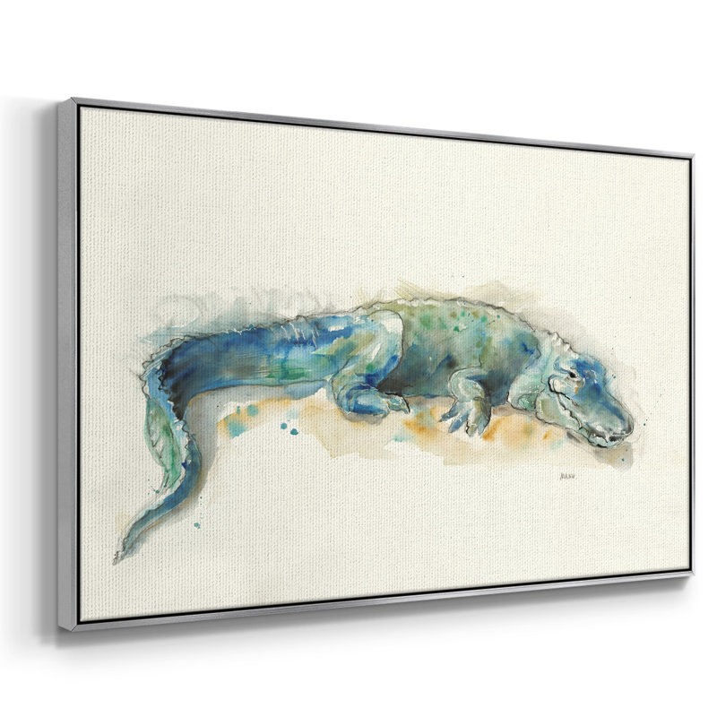 " Alligator ", Silver Closed Corner Framed Canvas, 25" H x 37" W x 2" D