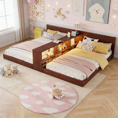 Structure de lit double avec rangement et charge, conception convertible pour les enfants