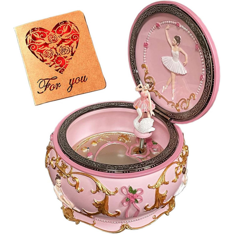 Classical Ballerina Music Box LED Lights Twinkling Resin Carved Collectible Mechanical Ballerine Musical Box With Sankyo 18-Note Ballerina Rotates With Music