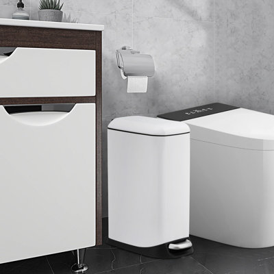 Poubelle de 3,2 gallons, bac en acier inoxydable avec couvercle à fermeture en douceur, finition résistante aux empreintes digitales, conception peu encombrante