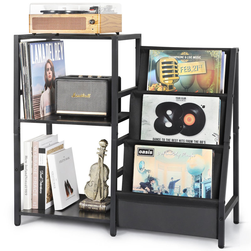Evrychou Wood Free Standing Magazine Rack, Black