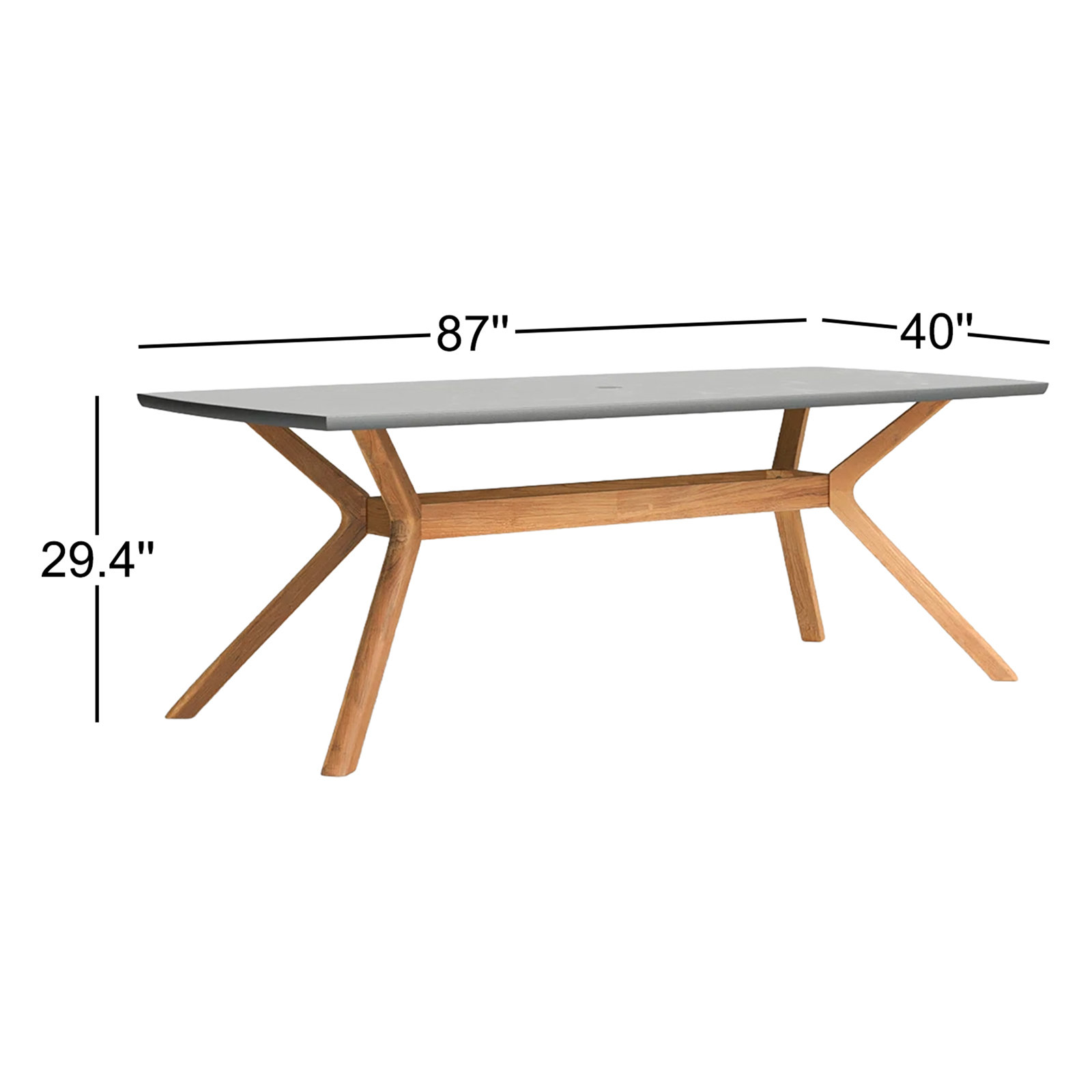 Amira 87'' Ceramic Outdoor Dining Table, 29.5" H x 87" W x 40" D