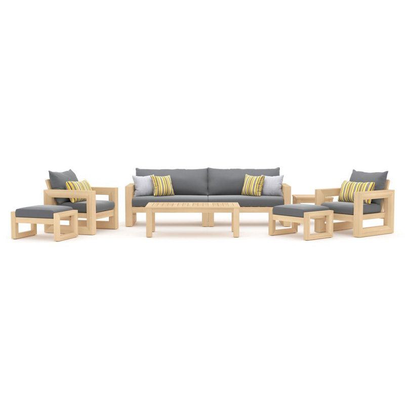 Sehrish 8 Piece Sunbrella Sofa Seating Group with Cushions, Charcoal Grey Sunbrella®