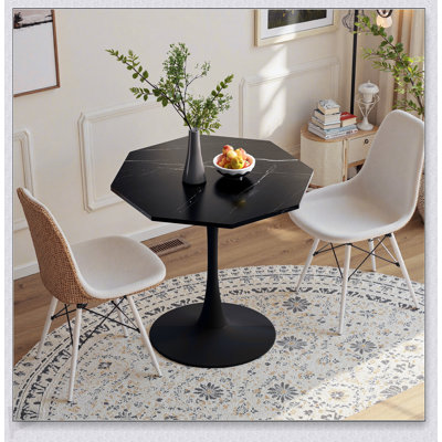 Modern Octagonal Coffee Table With MDF Top And Metal Base, For Dining, Kitchen, And Living Room