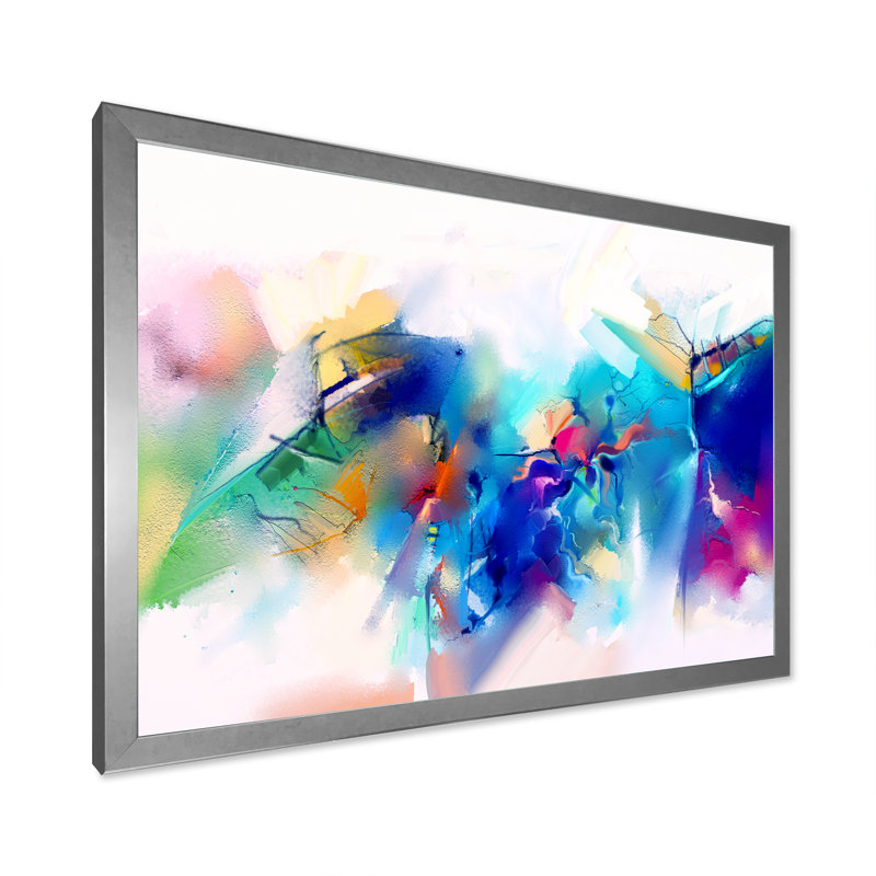 Turquoise Storm Impression Ii - reproduction de cadre flottant sur toile, H 24 po x l 36 po x P 1 po, Cadre photo argenté