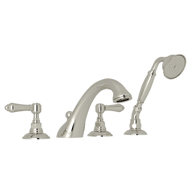 Viaggio 4-Hole Deck Mount Tub Filler, Polished Nickel