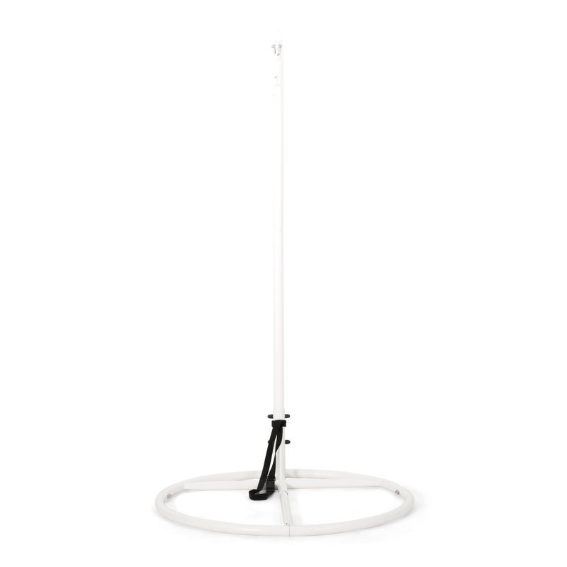 Hanging Chair Bottom, White - Belt, Iron Stand, 44.92 In. D, W, 78.36 H, 44.73 Lb Bottom With Powder-Coated Stand 44 Depth, Width, 80 Height,