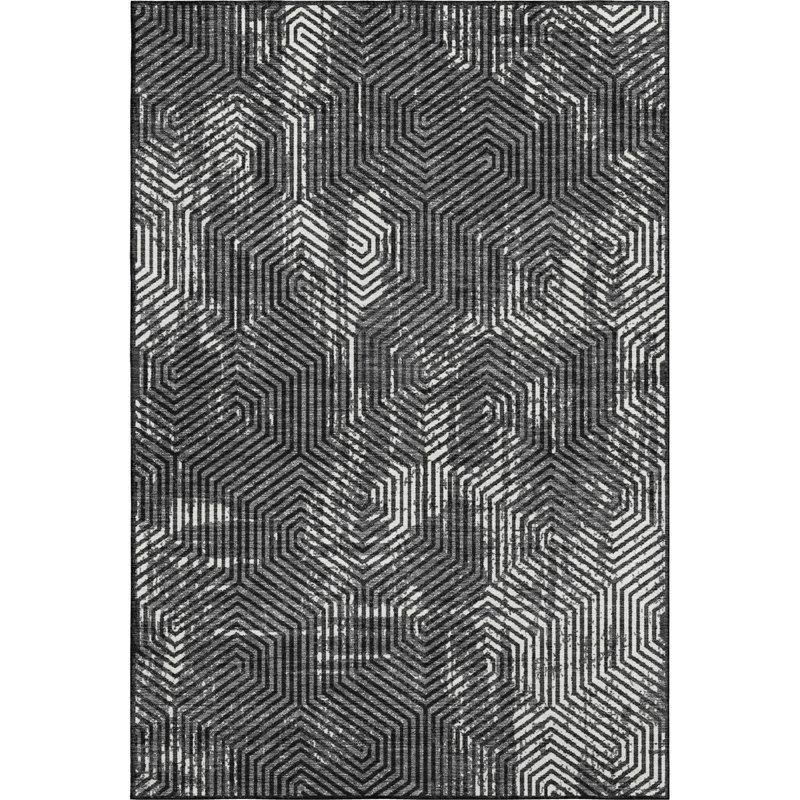 Tapis noir Prisco lavable à la machine de qualité supérieure, Rectangle 2 pi 6 po x 3 pi 10 po