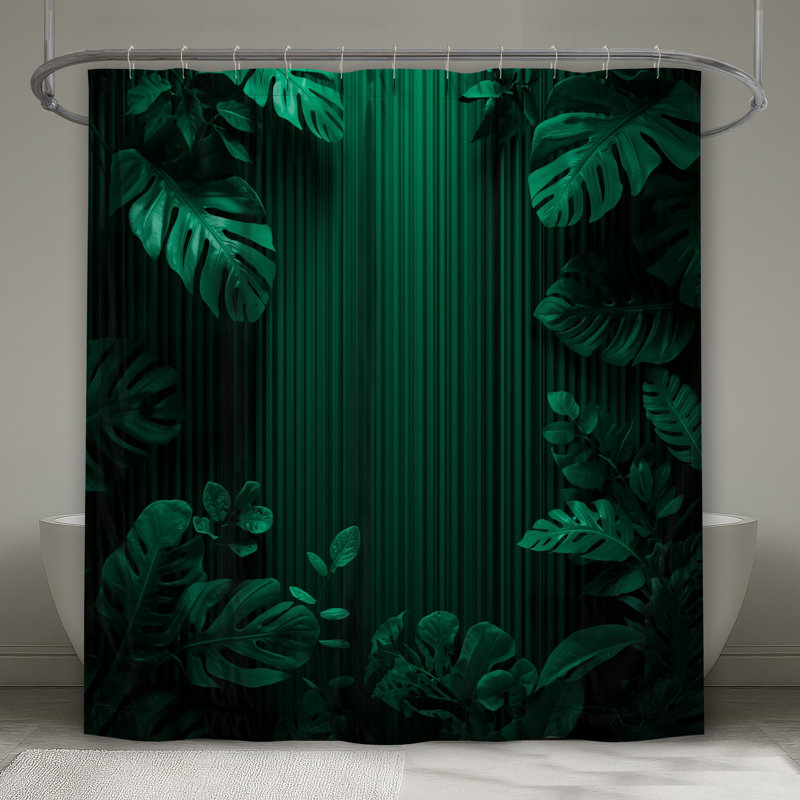 Rideaux de douche à feuillage vert tropical, L 70 po x H 72 po