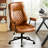 Mid-Century Modern Office Chair, Diamond Pattern Faux Leather Upholstered Swivel Desk Chair with Adjustable Height, Ergonomic Computer Chair-667273264