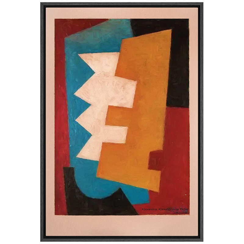 «Colorful Polygons» par Alexandra Exter - Impression sur toile, H 36 po x l 24 po x P 1,5 po, Cadre noir