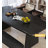 Wabi-sabi Style Rectangular Black All-solid Wood Dining Table with a Large Solid Log Board-1593697344