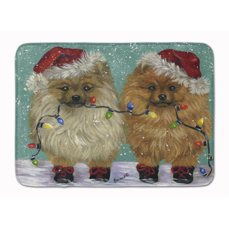Tapis de bain en mousse viscoélastique Pomeranian Christmas