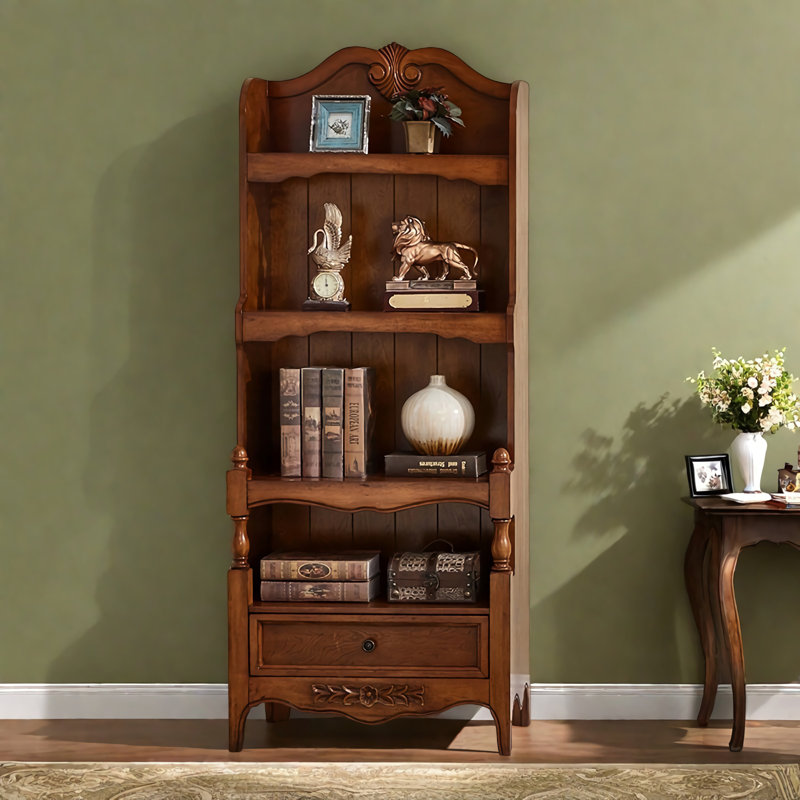 Fine Brown Rubber Wood Solid Wood Bookcase