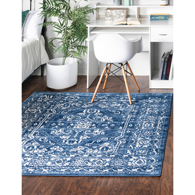 Tapis traditionnel urbain de couleur arctique, Carré 5 pi 3 po
