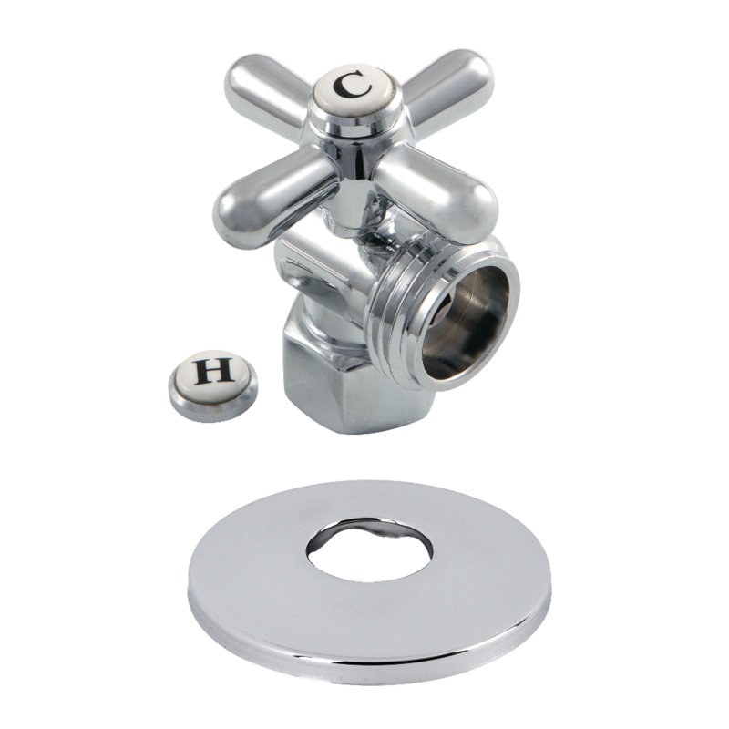 Kingston Brass 1/2-Inch FIP x 3/4-Inch Hose Thread Quarter-Turn Angle Stop Valve with Flange, Chrome poli