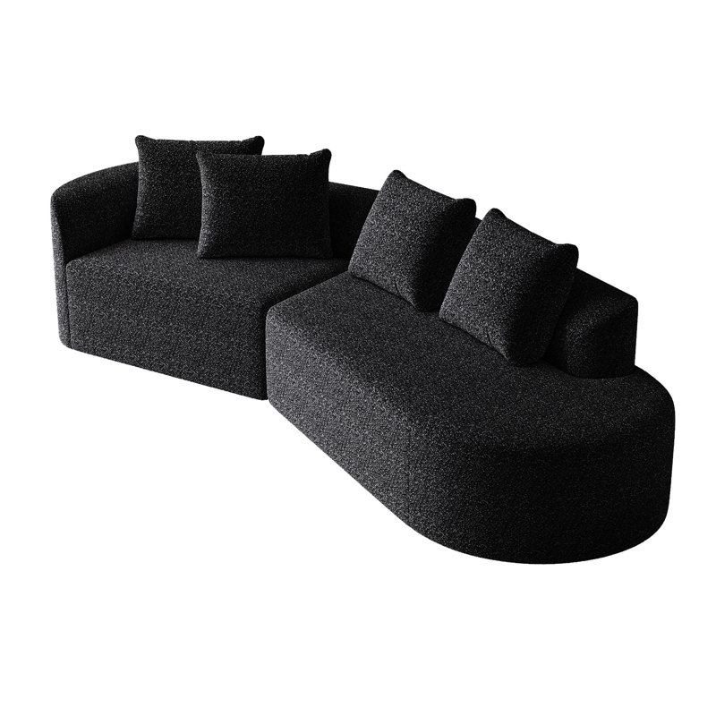 Canapé modulaire rembourré en chenille 4 places, canapé incurvé de 112 pouces avec coussins décoratifs, texture luxueuse, mousse à haute résilience, sans assemblage pour la chambre à coucher