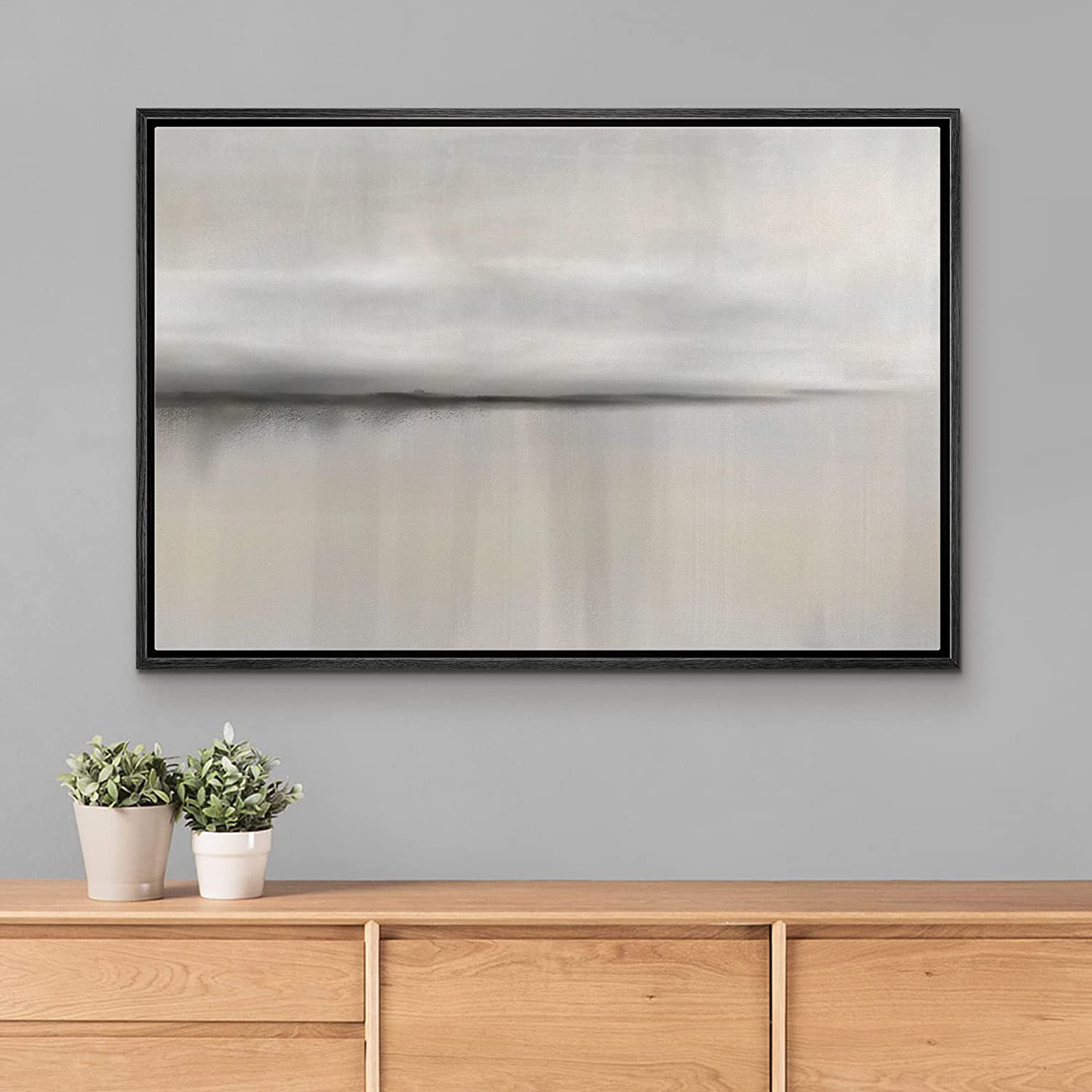SIGNLEADER Framed Canvas Print Wall Art Pastel Watercolor Dark Gray ...