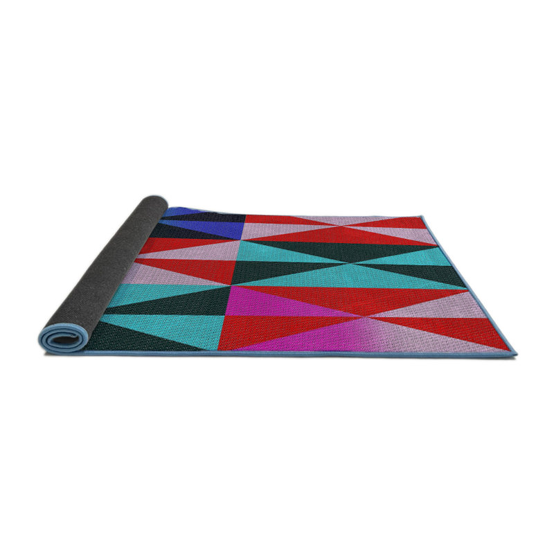 Tapis géométrique vert mer Kiger, Rond 6 pi