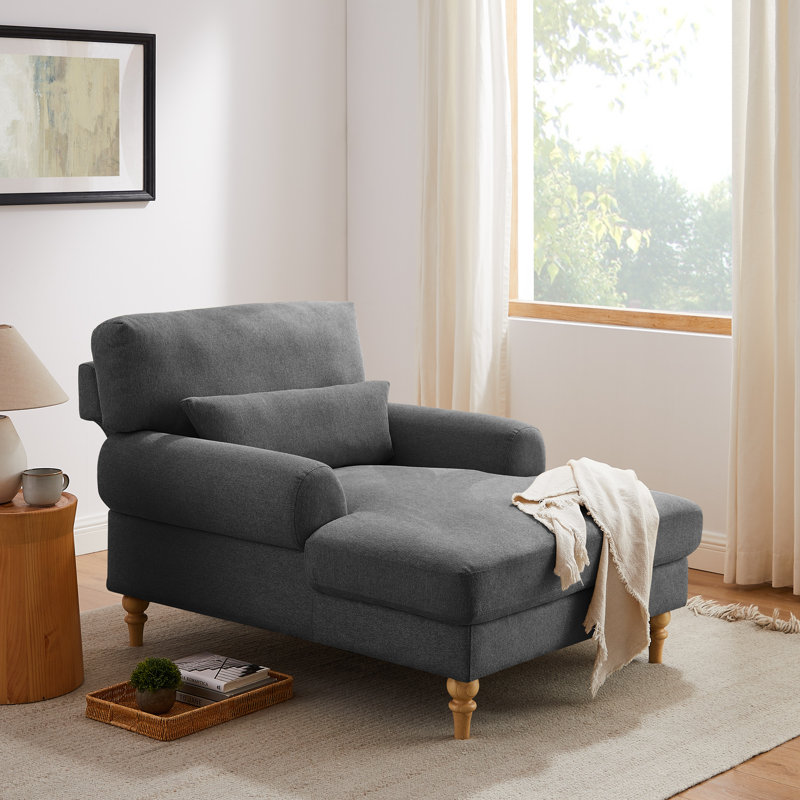 Chaise longue rembourrée avec dossier réglable Davene, Mélange de polyester gris foncé