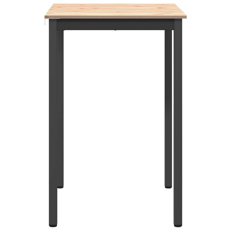 Solid Wood Top Metal Base Dining Table, Black, Natural, 105cmH x 70cmL x 70cmW