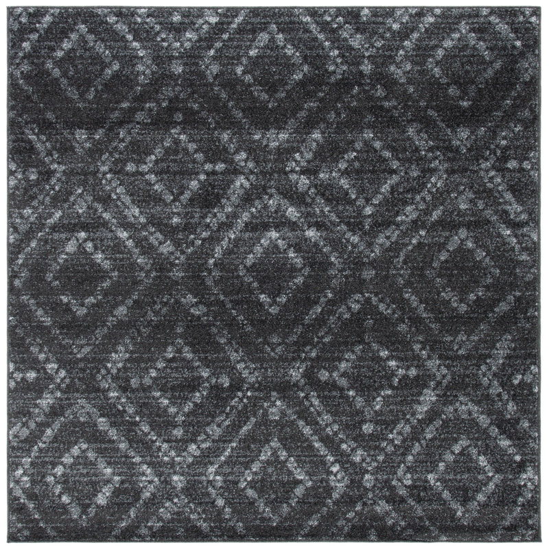 Sabio Geometric Dark Gray/Gray Area Rug, Square 6'