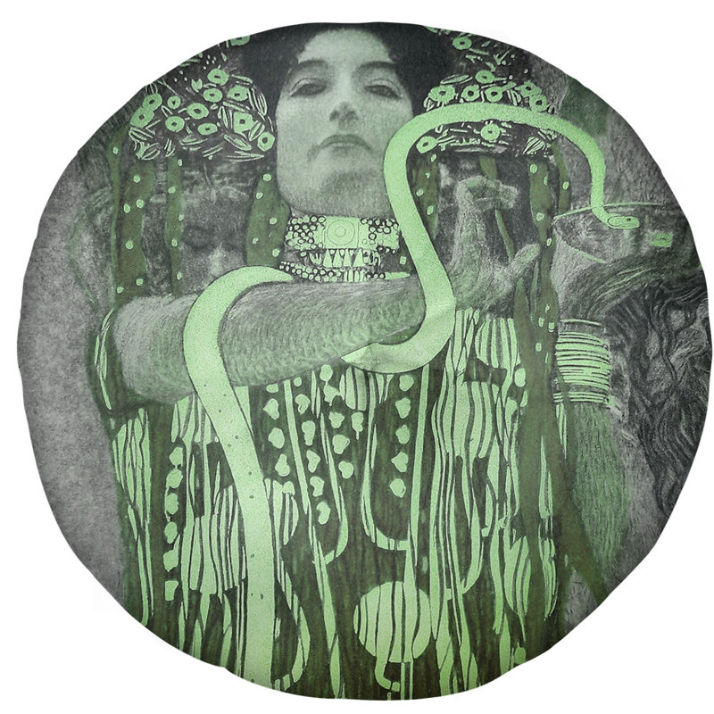 Coussin de plancher rond hygeia Gustav Klimt, 31,5 po x 63 po, Vert