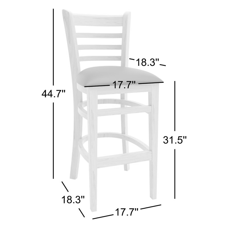 Wooden Ladder Back Bar Chair with PU Leather Upholstered Seat