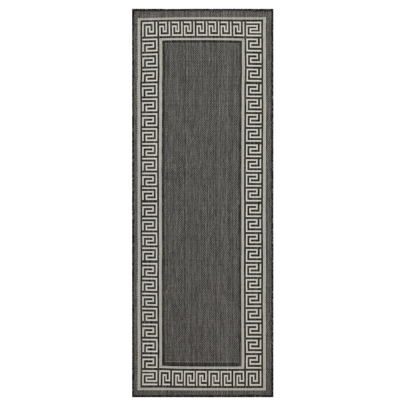 Tapis à bordure grecque rectangulaire 2 pi 7 po x 7 pi 3 po Rogers