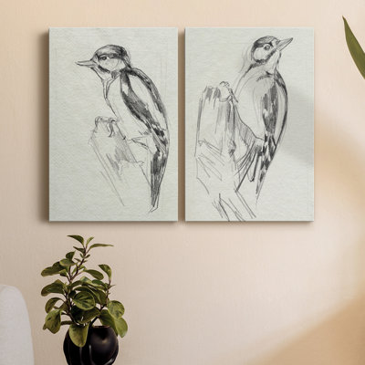 " Woodpecker Sketch I " 2 - Pieces Painting Print