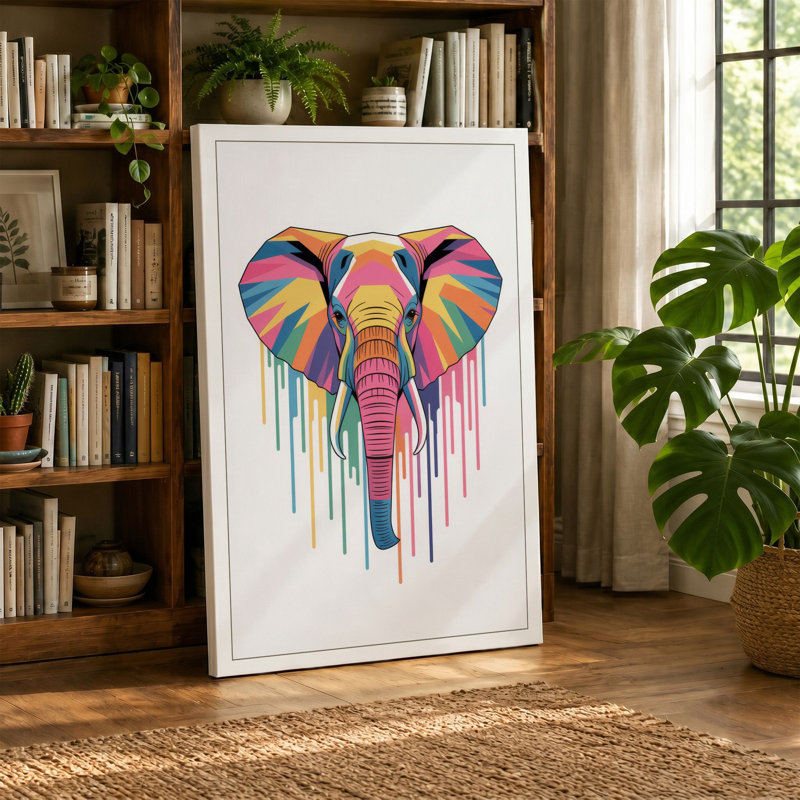 Geometric Elephant Modern - Print, 30x20 - 76.2 x 50.8 cm, White Border