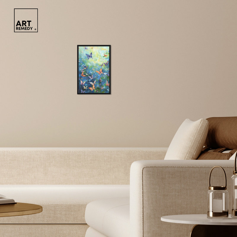 Vibrant Butterfly Canvas Print in Black Frame - 16" x 11"