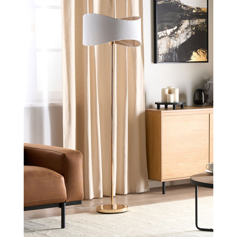 Ahile Floor Lamp, Polished, Gold/White
